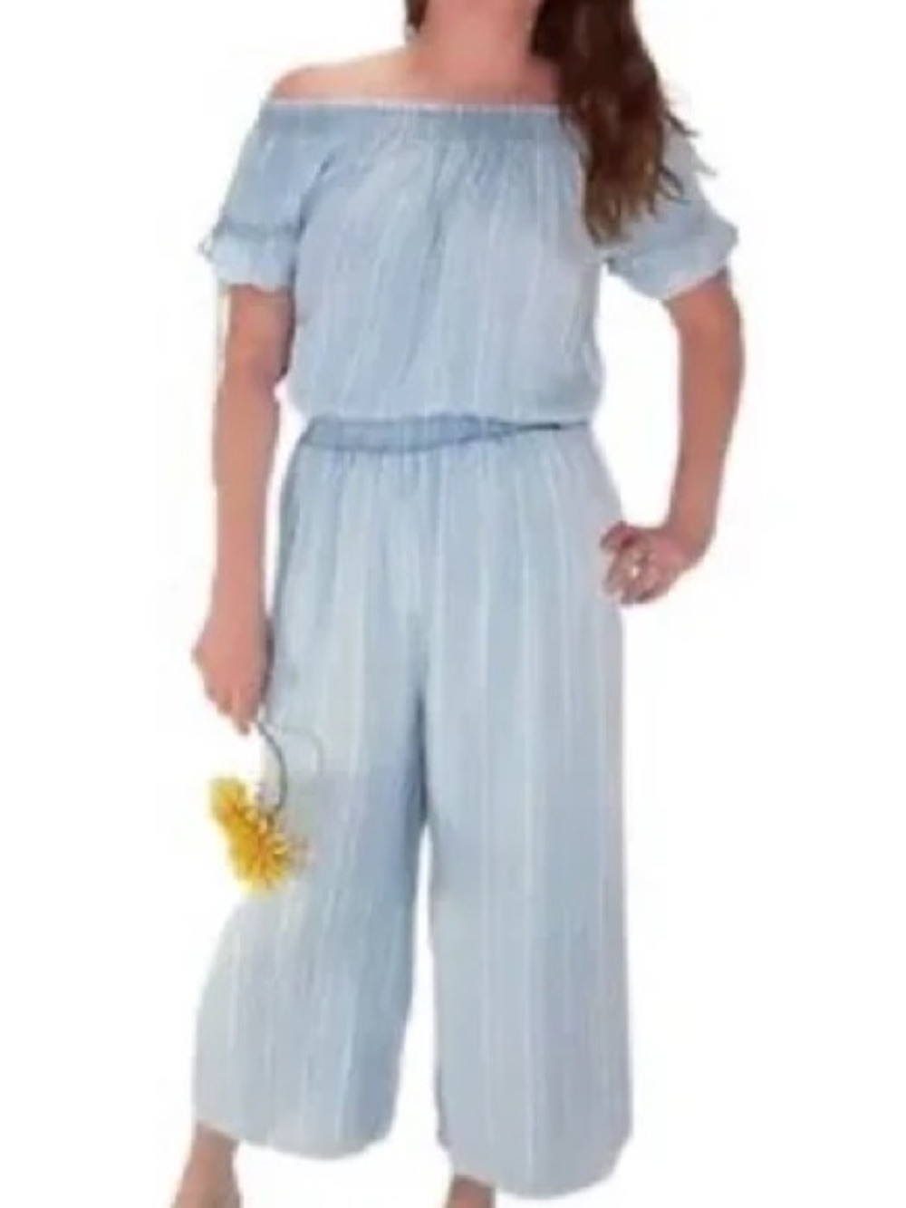 Walter Baker Light Blue Off-Shoulder Jumpsuit